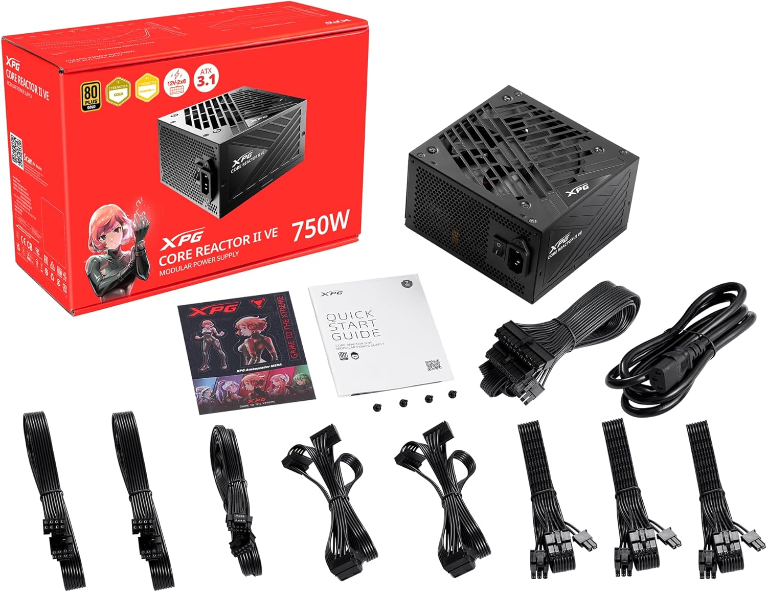 81jM2YxlR0L._AC_SL1500_ XPG CORE Reactor II VE 750W, negro, fuente de alimentación 80 Plus Gold - Imagen 1