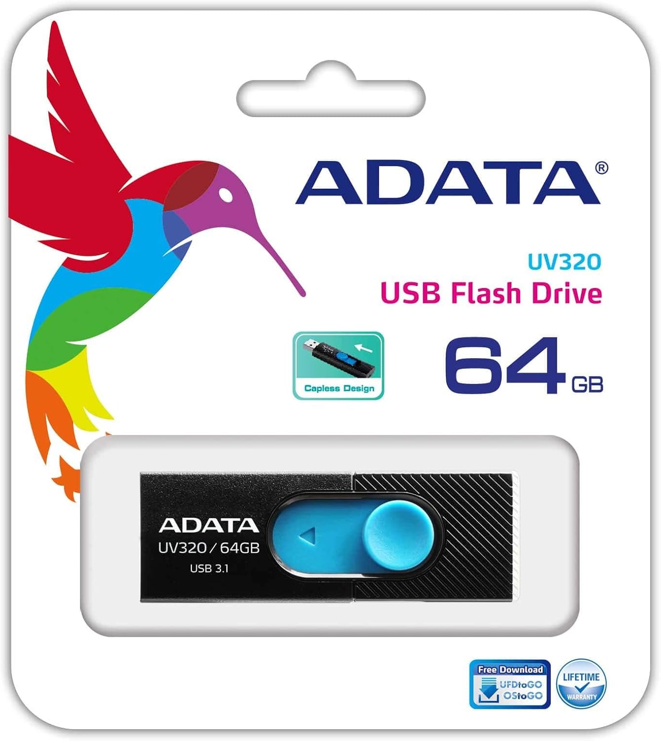 71TQ-9MzeQL._AC_SL1500_ ADATA UV320 Unidad Flash USB 64 GB USB Tipo A 3.1 (3.1 Gen 1) - Imagen 1