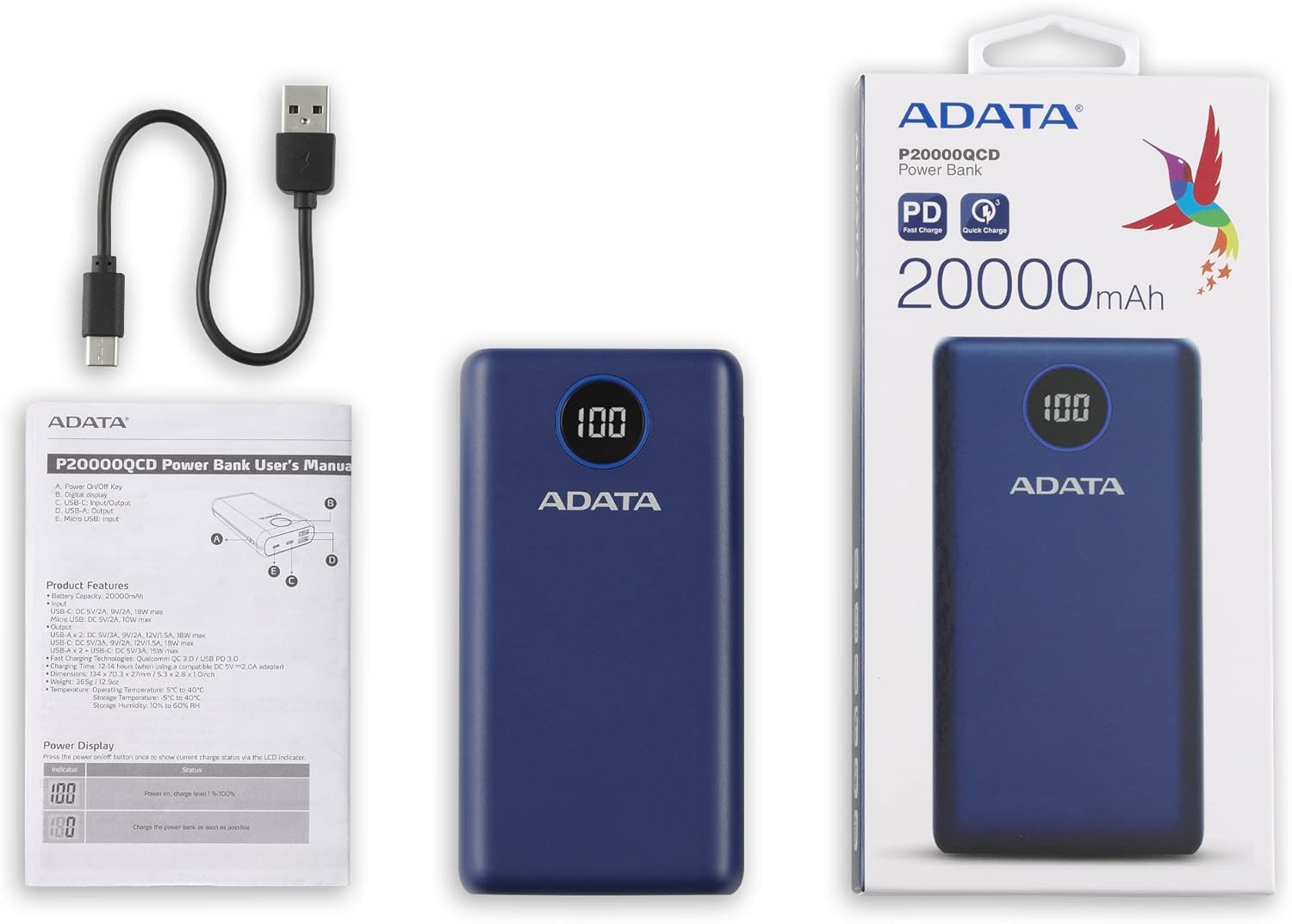61yG329owWL._AC_SL1500_ ADATA Powerbank Batería Portátil Recargable P20000 - Imagen 1