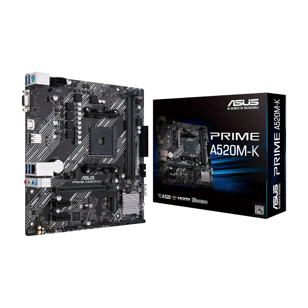 Board_Asus_Prime_A520M-K_AM4_Ryzen_DDR4 BOARD ASUS PRIME A520M-K - Imagen 1